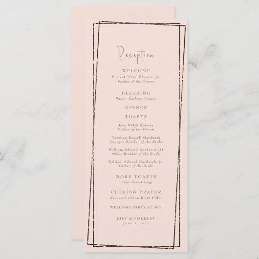 Élégant programme de mariage de réception de brous (Devant / Derrière)