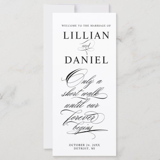 Élégant programme de mariage de script (Devant)