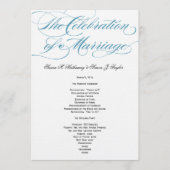 Élégant programme de mariage de script - Bleu (Devant)