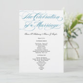 Élégant programme de mariage de script - Bleu (Debout devant)