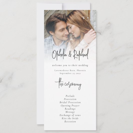 Élégant programme de mariage de script de superpos (Devant)