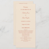 Élégant programme de mariage de script en terre cu (Devant / Derrière)