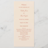 Élégant programme de mariage de script en terre cu (Devant)