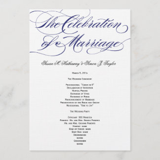 Élégant programme de mariage de script - Marine