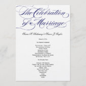 Élégant programme de mariage de script - Marine (Devant)