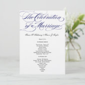 Élégant programme de mariage de script - Marine (Debout devant)