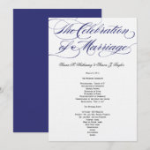 Élégant programme de mariage de script - Marine (Devant / Derrière)