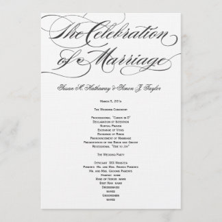 Élégant programme de mariage de script - Noir