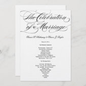 Élégant programme de mariage de script - Noir (Devant / Derrière)