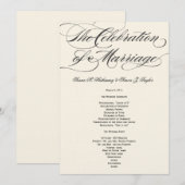 Élégant programme de mariage de script - Noir blan (Devant / Derrière)