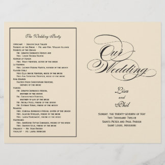Élégant programme de mariage de script - noir et b