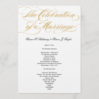 Élégant programme de mariage de script - Or