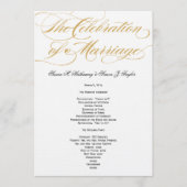 Élégant programme de mariage de script - Or (Devant)