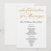 Élégant programme de mariage de script - Or (Devant / Derrière)