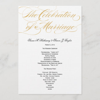 Élégant programme de mariage de script - Or & Noir