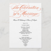 Élégant programme de mariage de script - Orange (Devant)