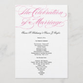 Élégant programme de mariage de script - rose (Devant)