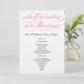 Élégant programme de mariage de script - rose (Debout devant)