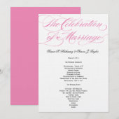 Élégant programme de mariage de script - rose (Devant / Derrière)