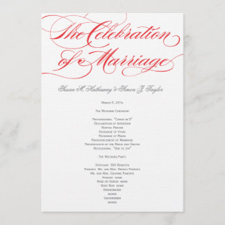 Élégant programme de mariage de script - Rouge