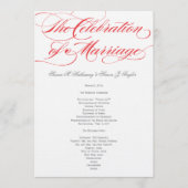 Élégant programme de mariage de script - Rouge (Devant)