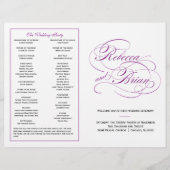 Élégant programme de mariage de script - violet (Devant)