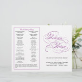 Élégant programme de mariage de script - violet (Debout devant)