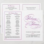 Élégant programme de mariage de script - violet (Devant / Derrière)
