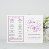 Élégant programme de mariage de script - violet (Debout devant)