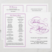 Élégant programme de mariage de script - violet (Devant / Derrière)