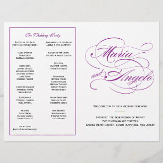 Élégant programme de mariage de script - violet