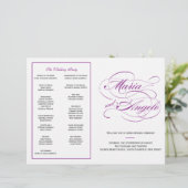 Élégant programme de mariage de script - violet (Debout devant)