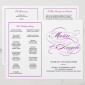 Élégant programme de mariage de script - violet (Devant / Derrière)