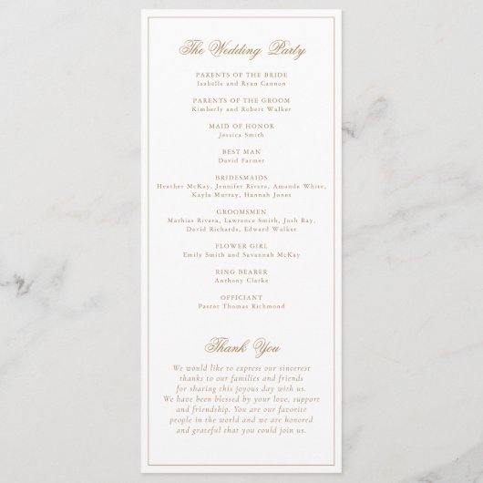 Élégant programme de mariage de serrures en feuill (Dos)