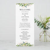 Élégant programme de mariage de verdure d'olive (Debout devant)