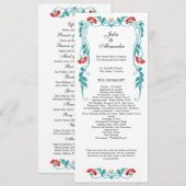 Élégant programme de mariage des fleurs de feuille (Devant / Derrière)