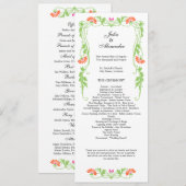 Élégant programme de mariage des fleurs de feuille (Devant / Derrière)