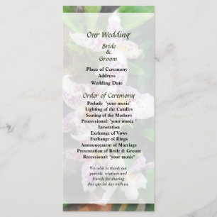 Élégant programme de mariage des orchidées de Beal