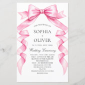 Élégant programme de mariage doux rose main dessin (Devant)