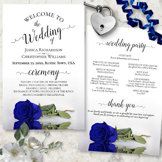 Élégant programme de mariage du Rose Royal Blue