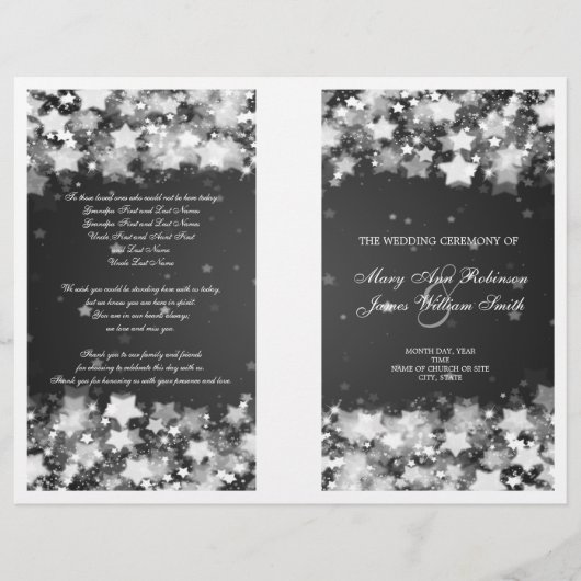 Élégant programme de mariage Éblouissant étoiles N (Devant)