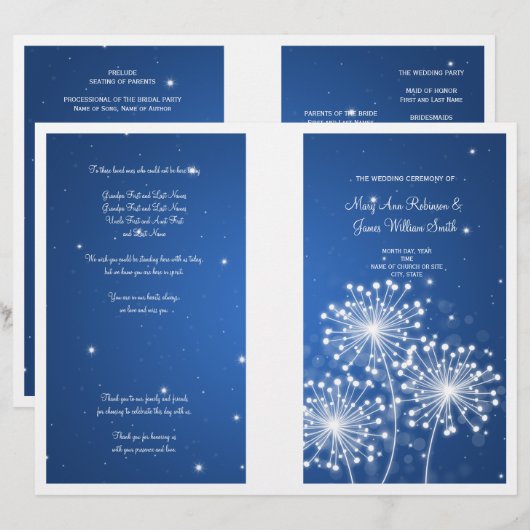 Élégant programme de mariage Éclairé Éparkle Sapph (Devant / Derrière)