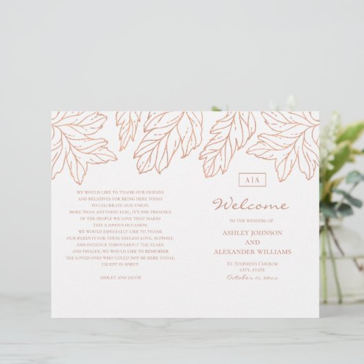 Élégant programme de mariage en or plié. Bleu (Debout devant)