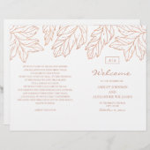 Élégant programme de mariage en or plié. Bleu (Devant / Derrière)