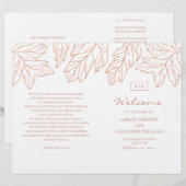 Élégant programme de mariage en or plié. Botanique (Devant / Derrière)