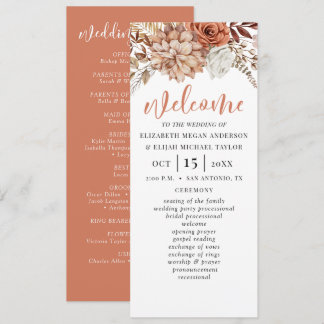 Élégant programme de mariage en terre cuite floral