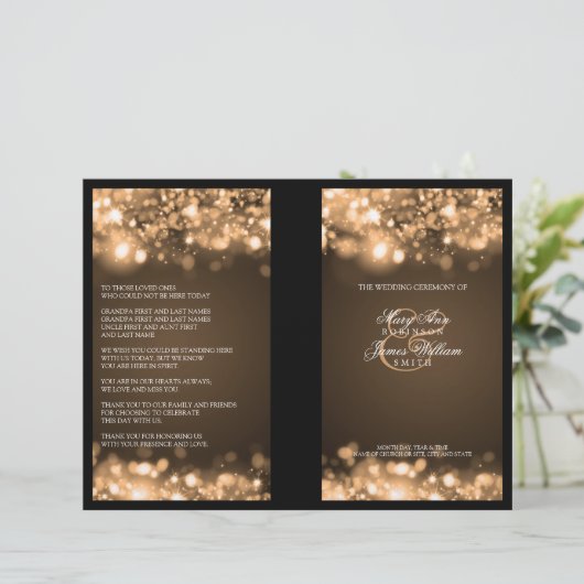 Élégant programme de mariage étincelant lumières o (Debout devant)