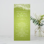 Élégant Programme De Mariage Étincelant Vague Lime (Debout devant)