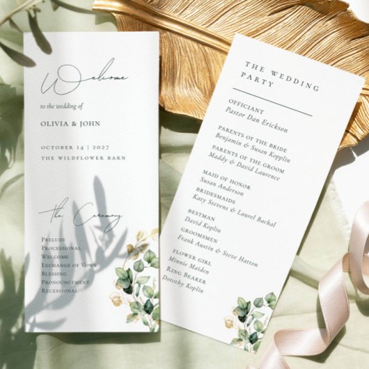 Élégant programme de mariage Eucalyptus