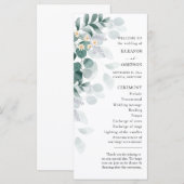 Élégant programme de mariage eucalyptus aquarelle (Devant / Derrière)